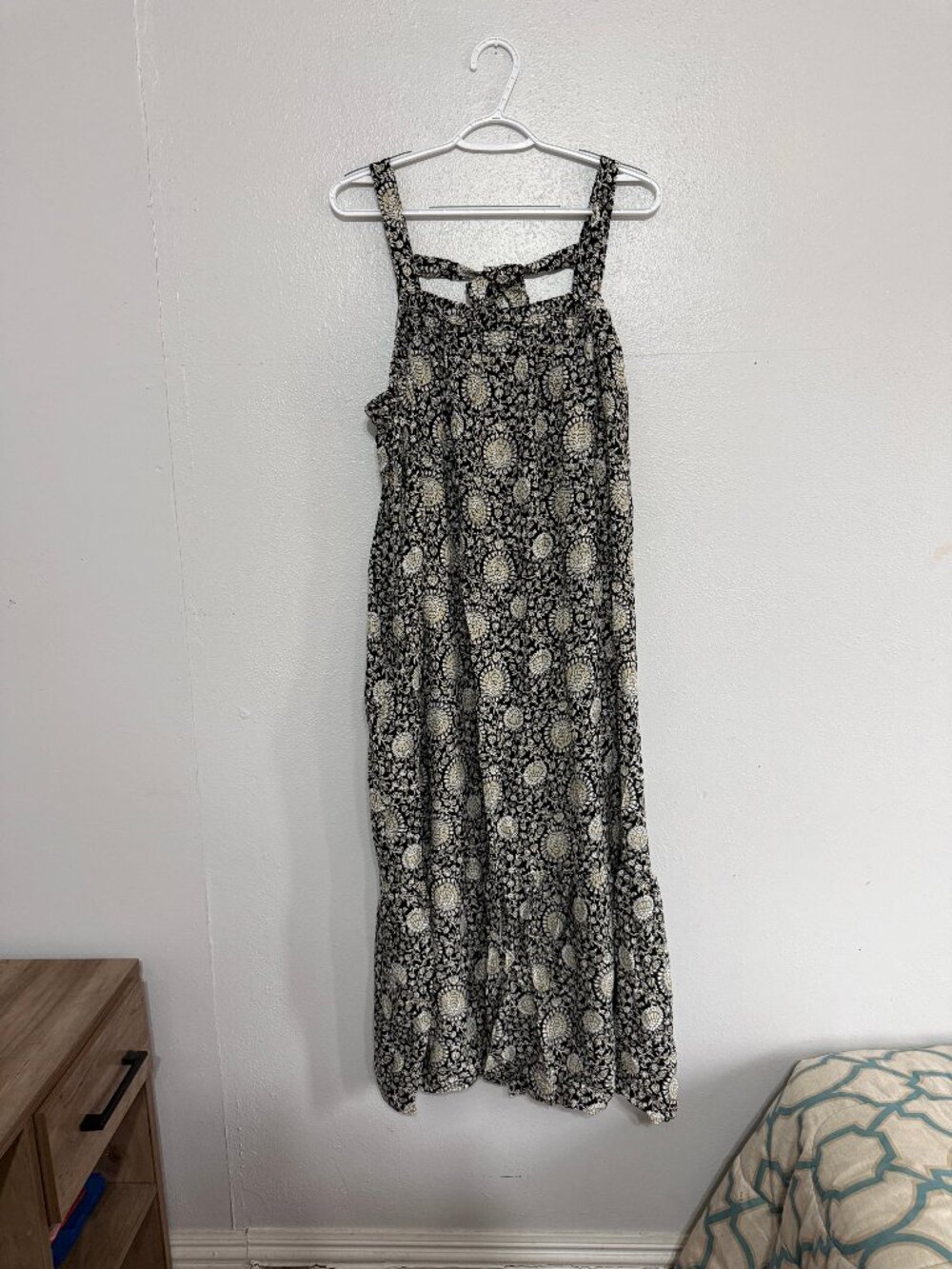 NWT Old Navy Black White Floral Tie-Back Maxi Dress 2X 🖤